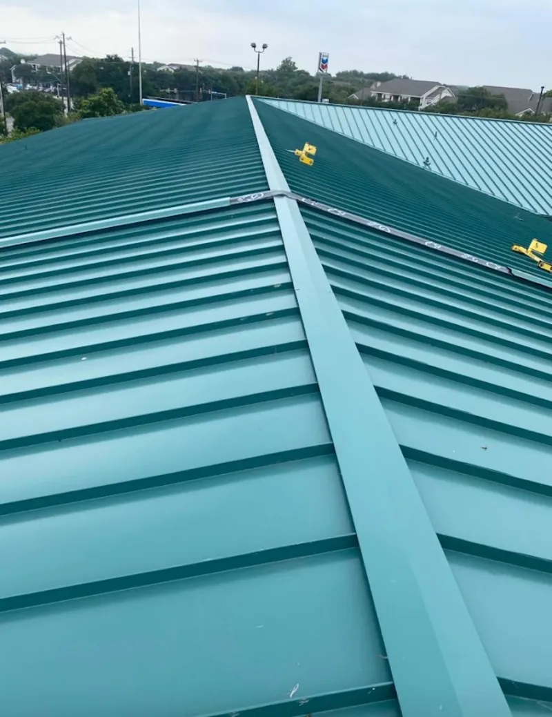 Green commercial metal roof ridge and valley for Metal Roof Repair in Streetsboro